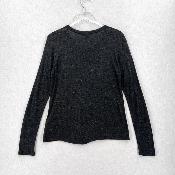 ALLSAINTS Esme Shimmers Tee Womens Large Charcoal Gray Silver Long Sleeve Crew - Picture 5 of 15